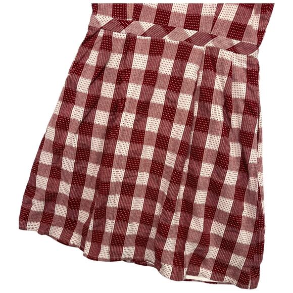 ModCloth Dress Womens 8 Red White Linen Gingham Retro Picnic Cottagecore Coastal - Picture 9 of 12